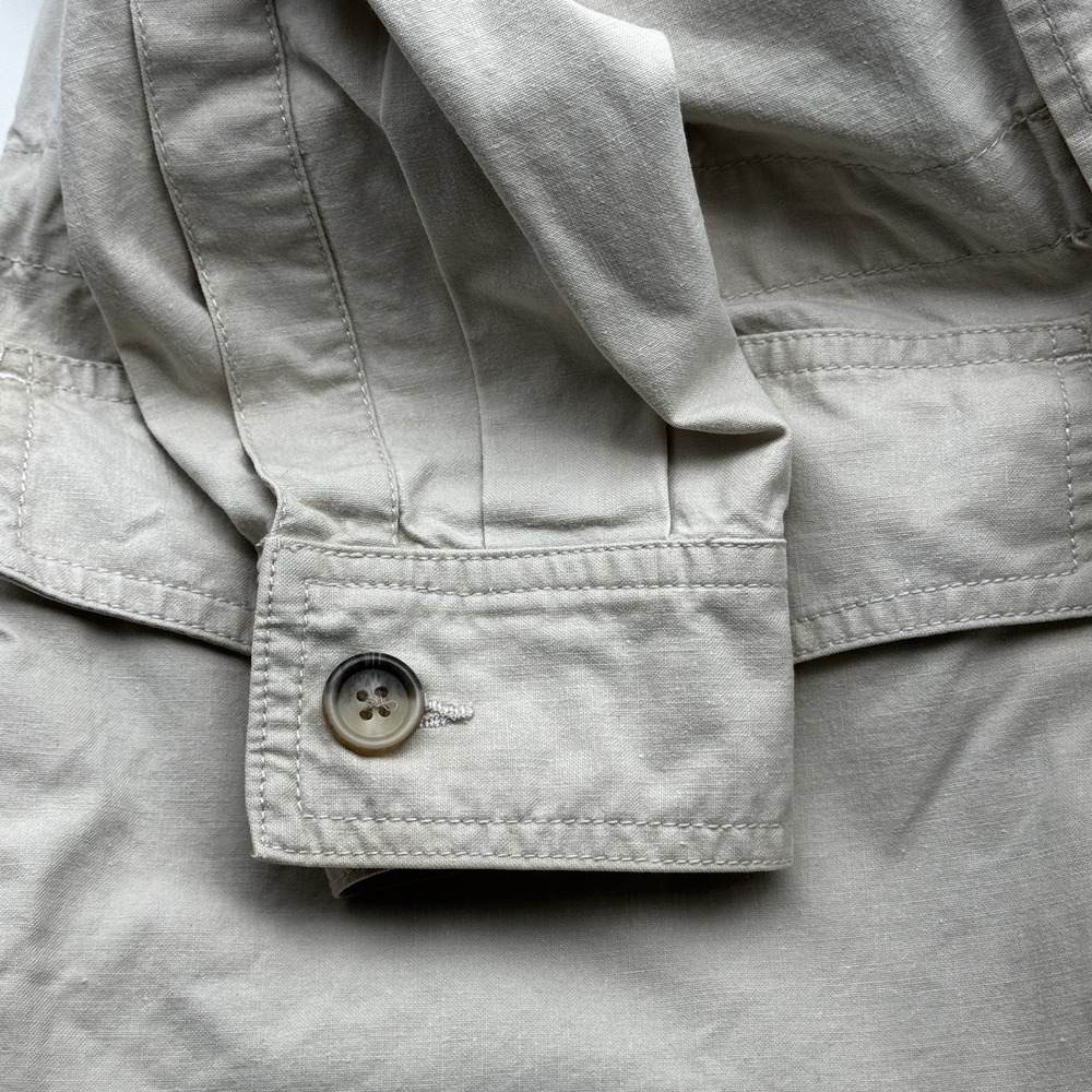 Vintage 1980s Banana Republic L Large Safari Jacket Shirt Shacket Cream Cotton - Picture 11 of 16